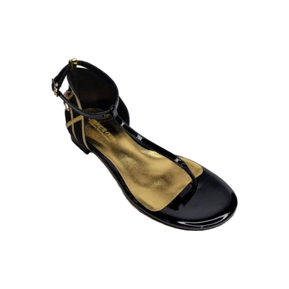 THINGS II COME Womens Black T-Strap Gloria Open Toe Sandals Shoes 9 M